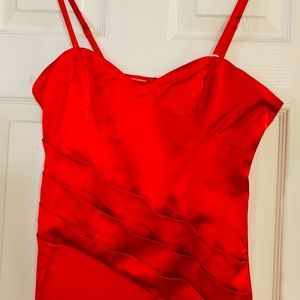 Black label evening long dress red color with adjustable straps